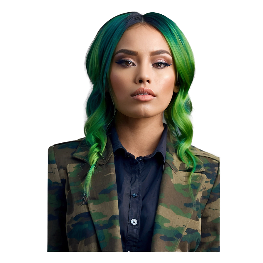 Green Hair Fashion Model Png Imd