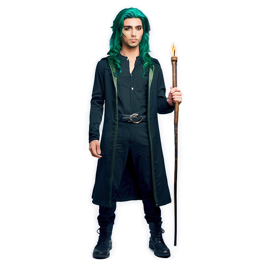 Green Hair Mystical Wizard Png 06282024