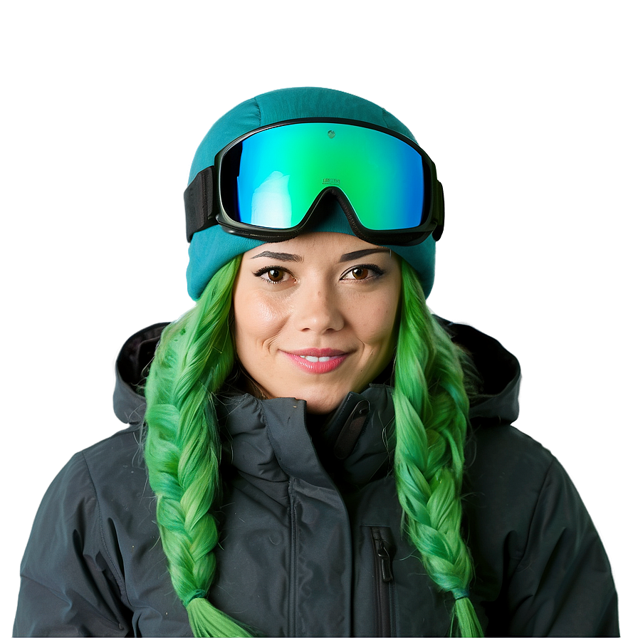 Green Hair Winter Snowboarder Png Dyc