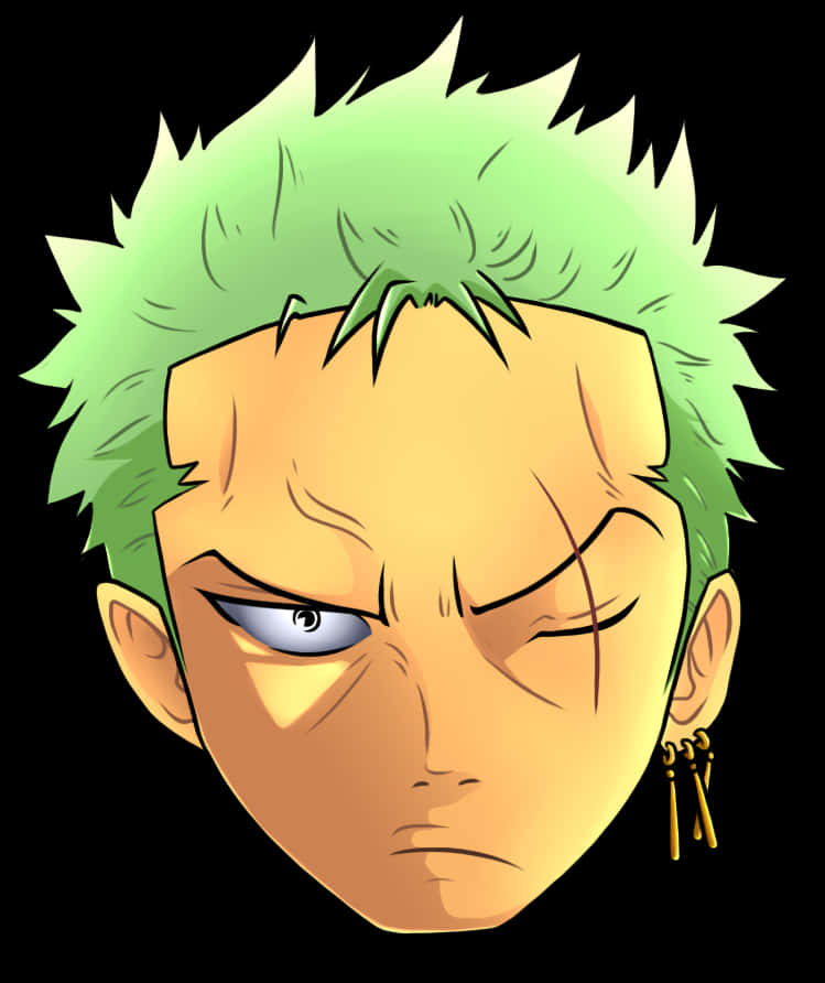 Green Haired Anime Character Portrait