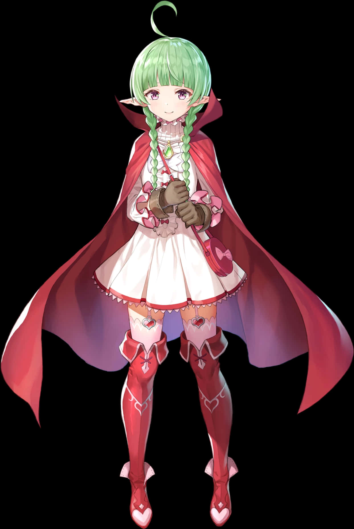 Green Haired Anime Characterwith Red Cape