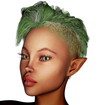 Green Haired Elf Portrait