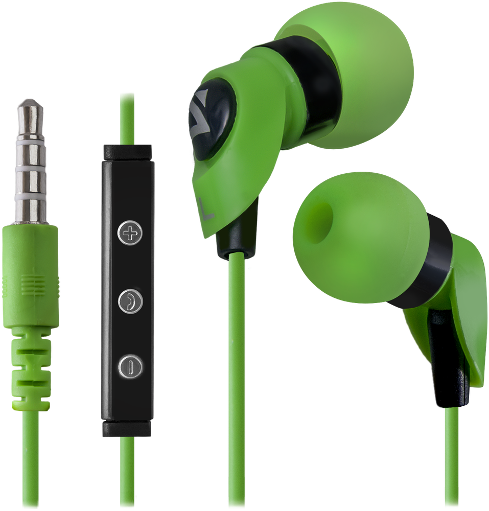 Green In Ear Headphoneswith Mic