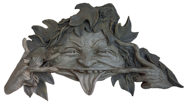 Green Man Foliage Mask Sculpture