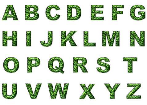 Green Matrix Style Alphabet