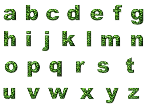 Green Matrix Style Alphabet