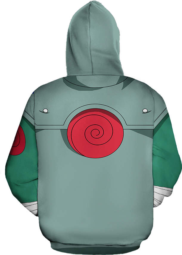 Green Ninja Themed Hoodie Back View