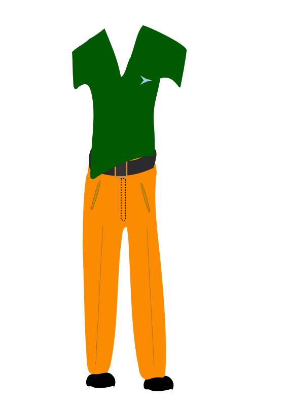 Green Shirt Orange Pants Vector Illustration