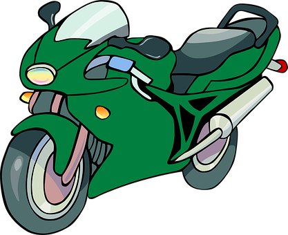 Green Sport Motorcycle Cartoon