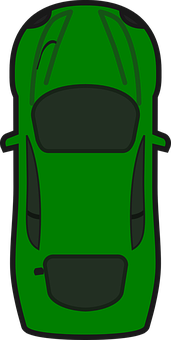 Green Sports Car Top View