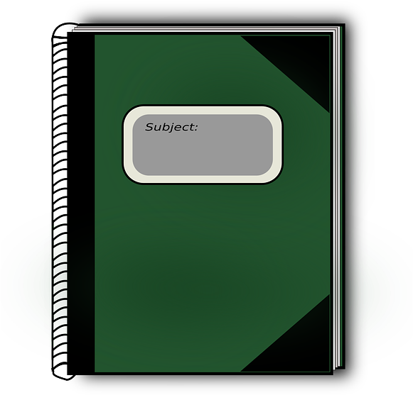 Green Subject Notebook Clipart