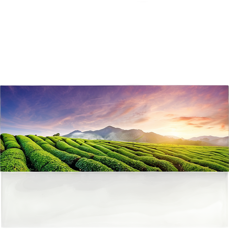 Green Tea Field Sunset Png 35