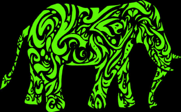 Green Tribal Elephant Artwork