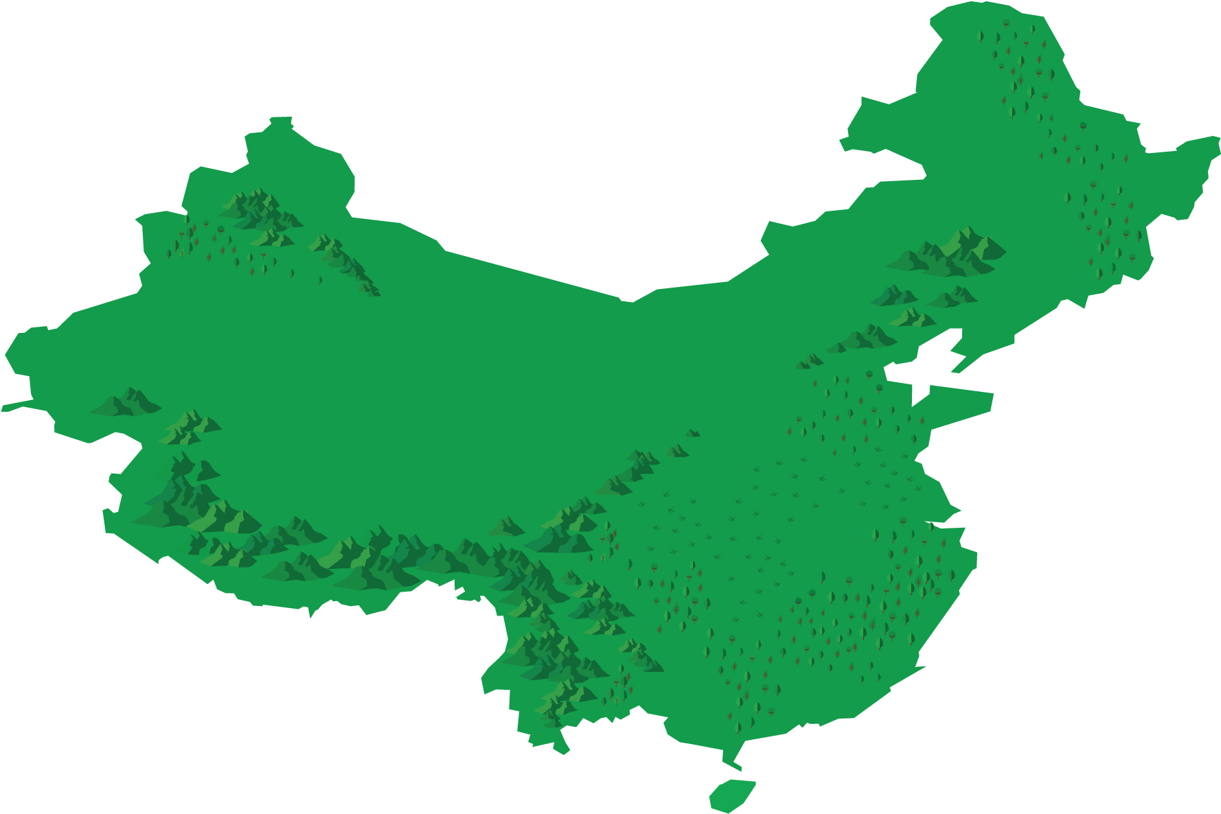 Green Vector Mapof China