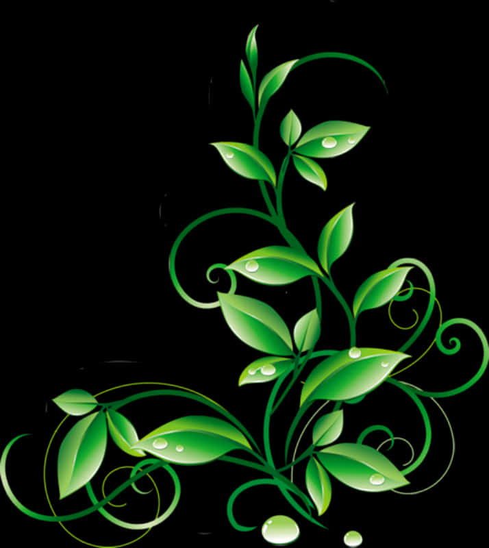 Green Vine Abstract Art