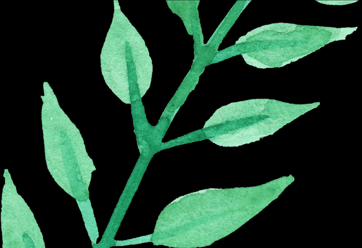 Green Watercolor Leaves Artwork