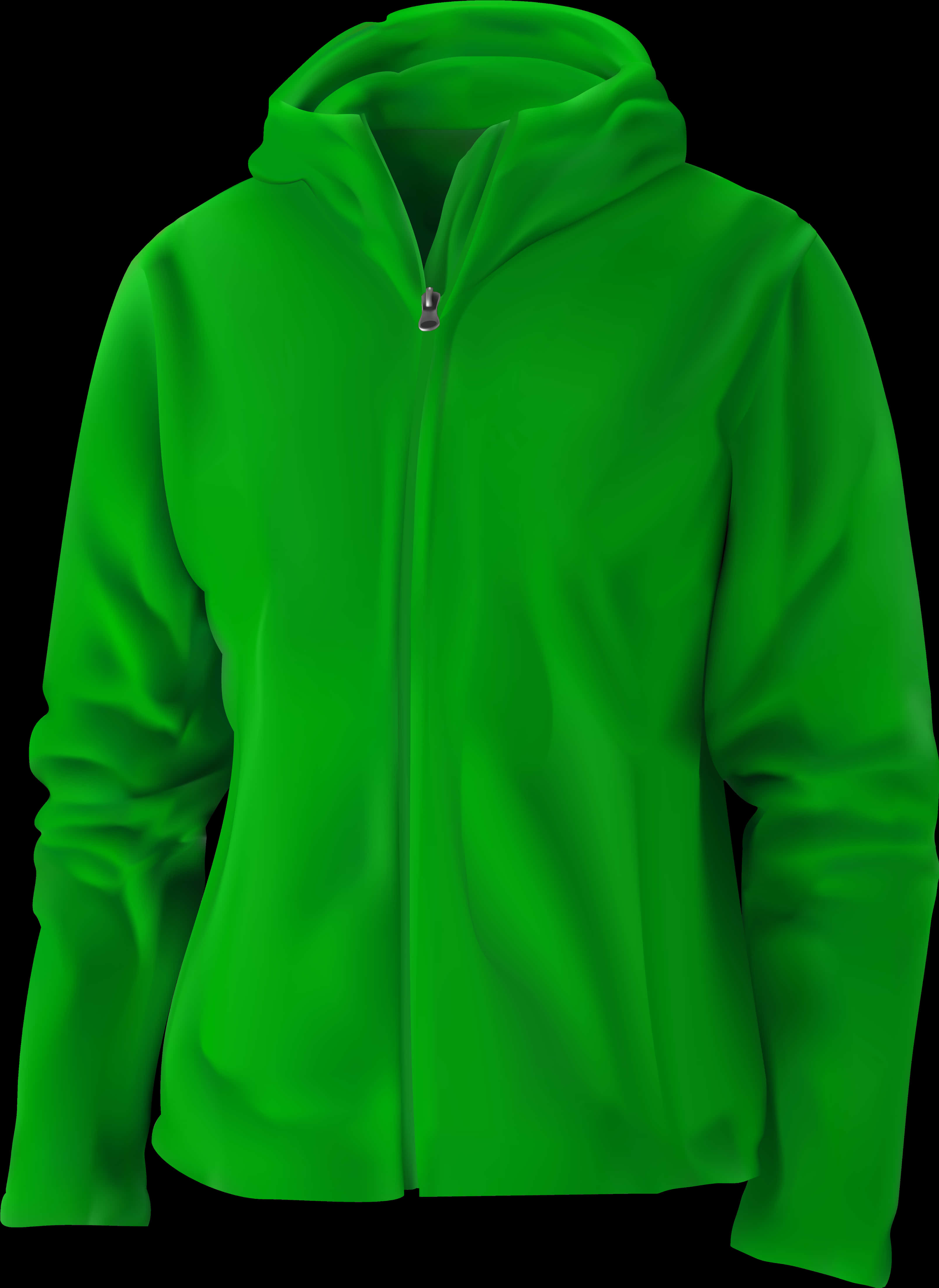 Green Zippered Hoodie Isolated