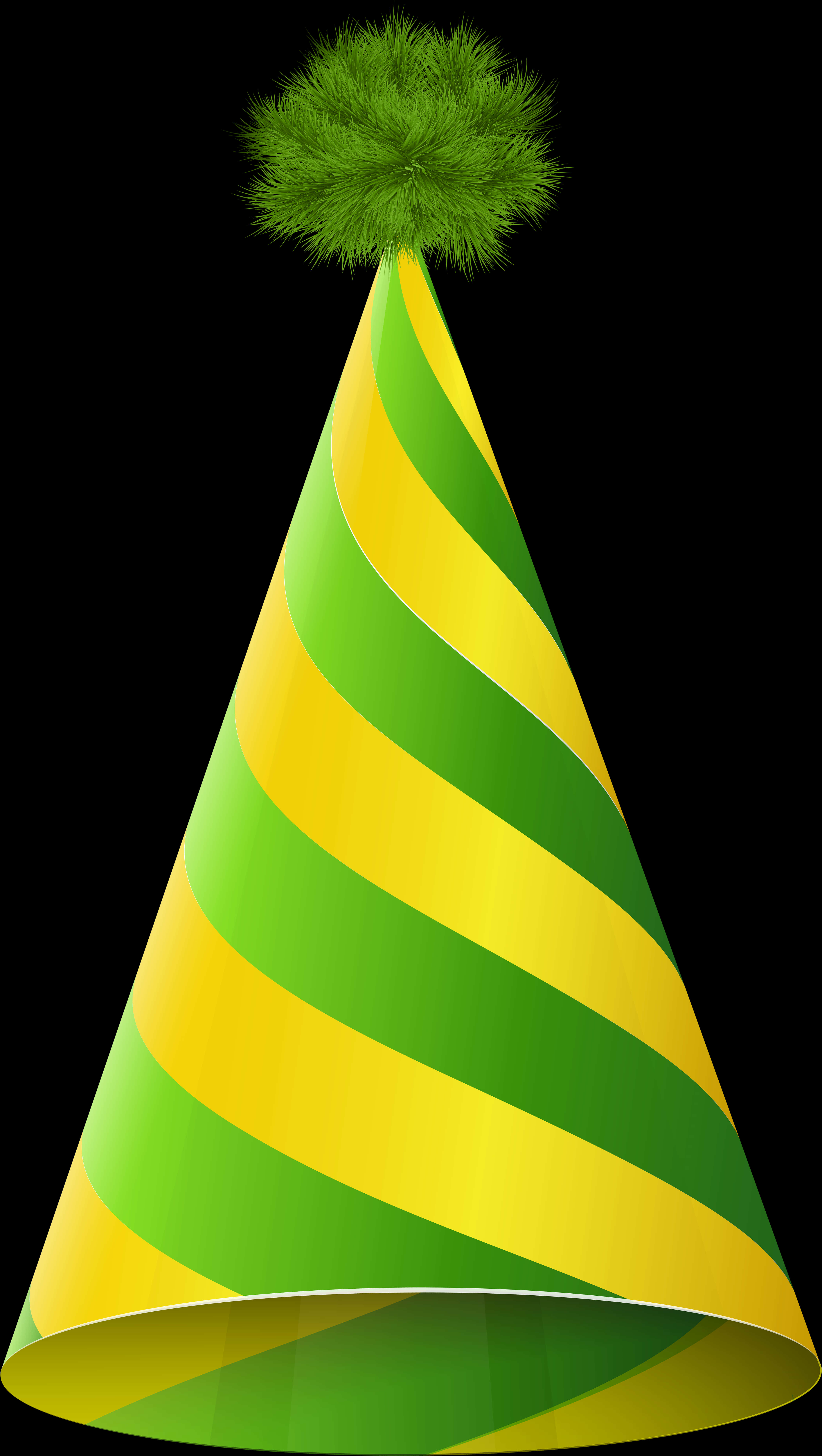 Greenand Yellow Striped Party Hat