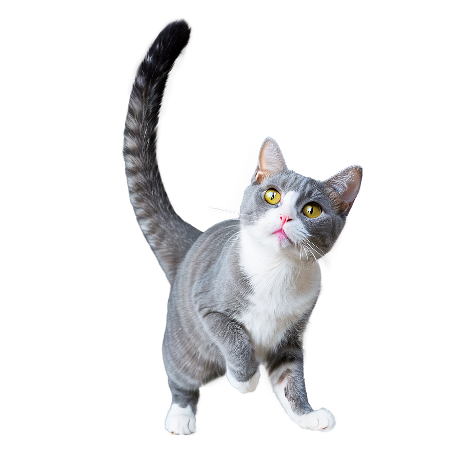 Grey Cat Doing Tricks Png Nct15