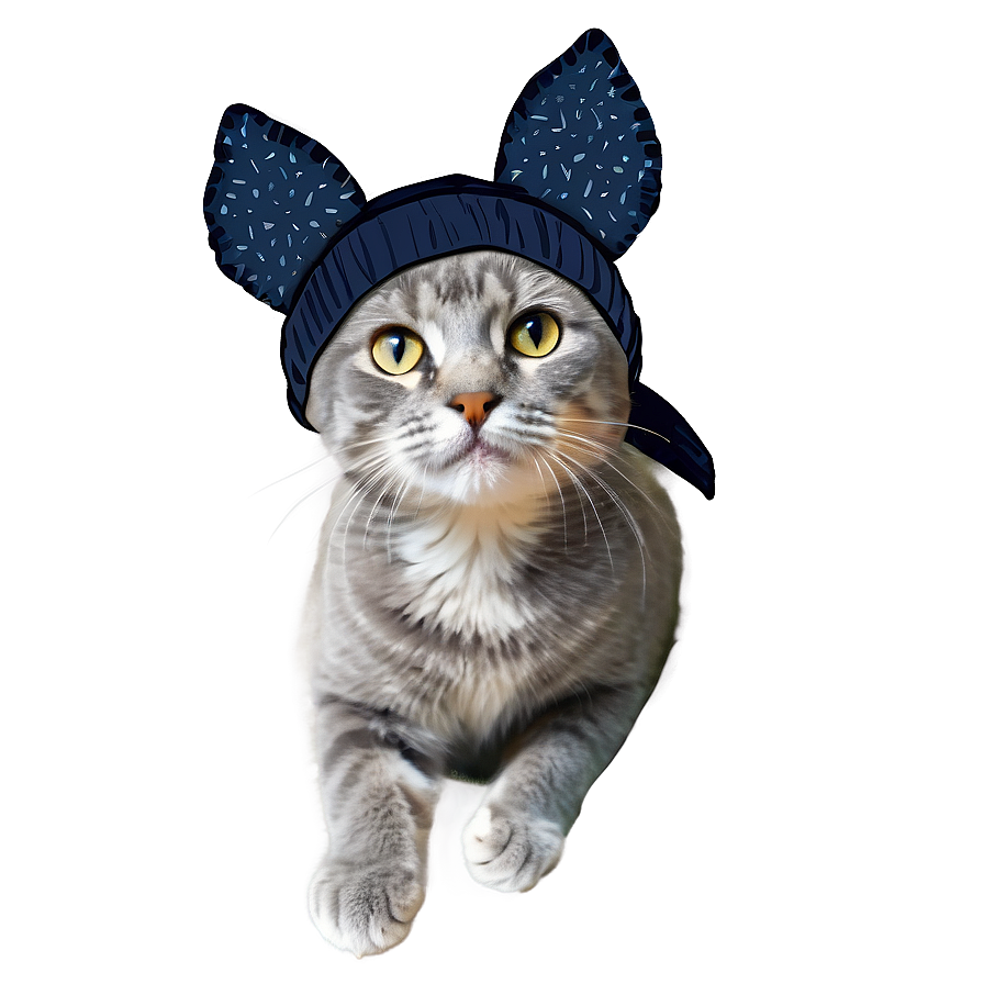 Grey Cat With Hat Png 06252024