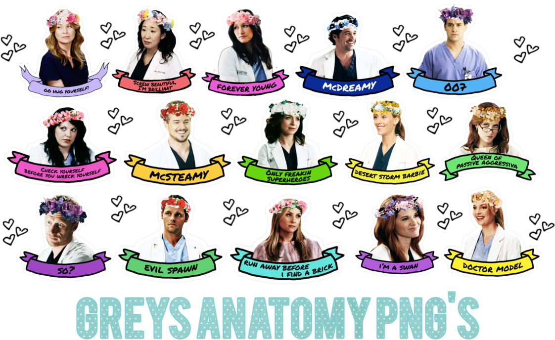 Greys Anatomy Character Stickers Set