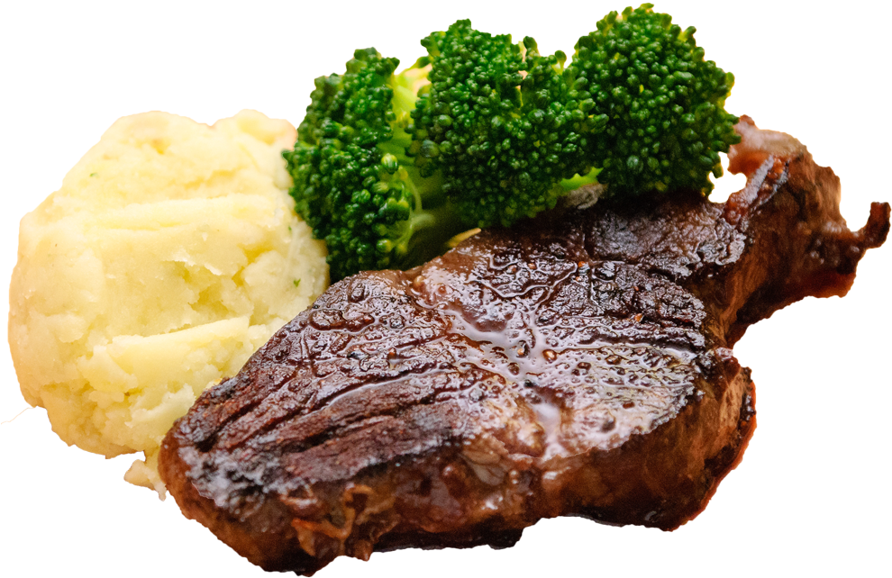 Grilled Steakwith Mashed Potatoesand Broccoli