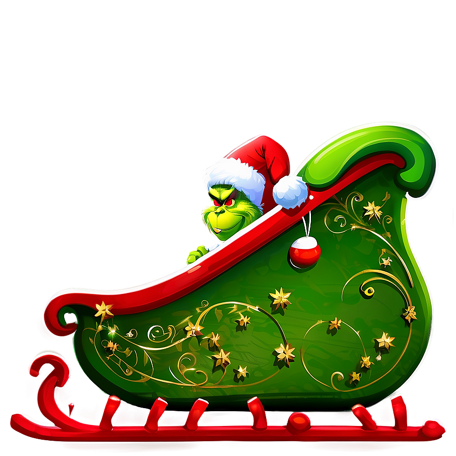 Grinch Christmas Sleigh Png 1