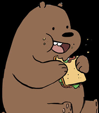 Grizzly Bear Eating Sandwich