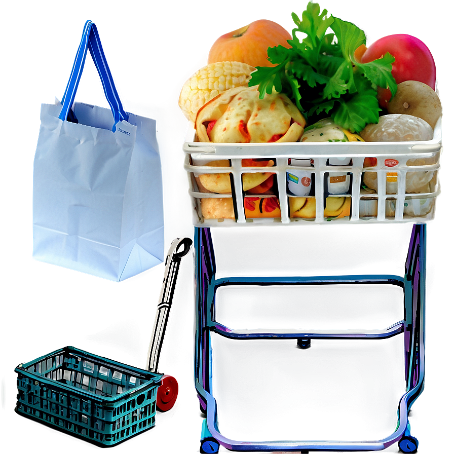 Grocery Cart With Boxes Png 06282024