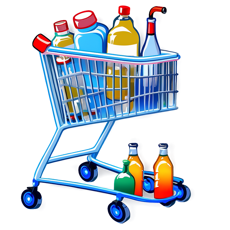 Grocery Cart With Drinks Png Ghi