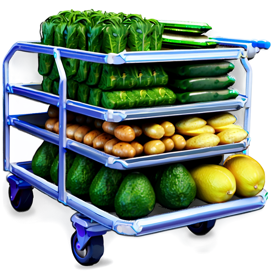 Grocery Cart With Goods Png Rmk