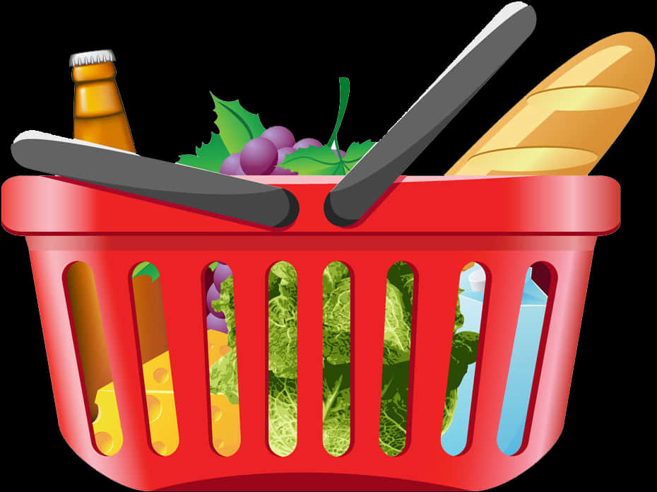 Grocery Shopping Basket Fullof Food Items