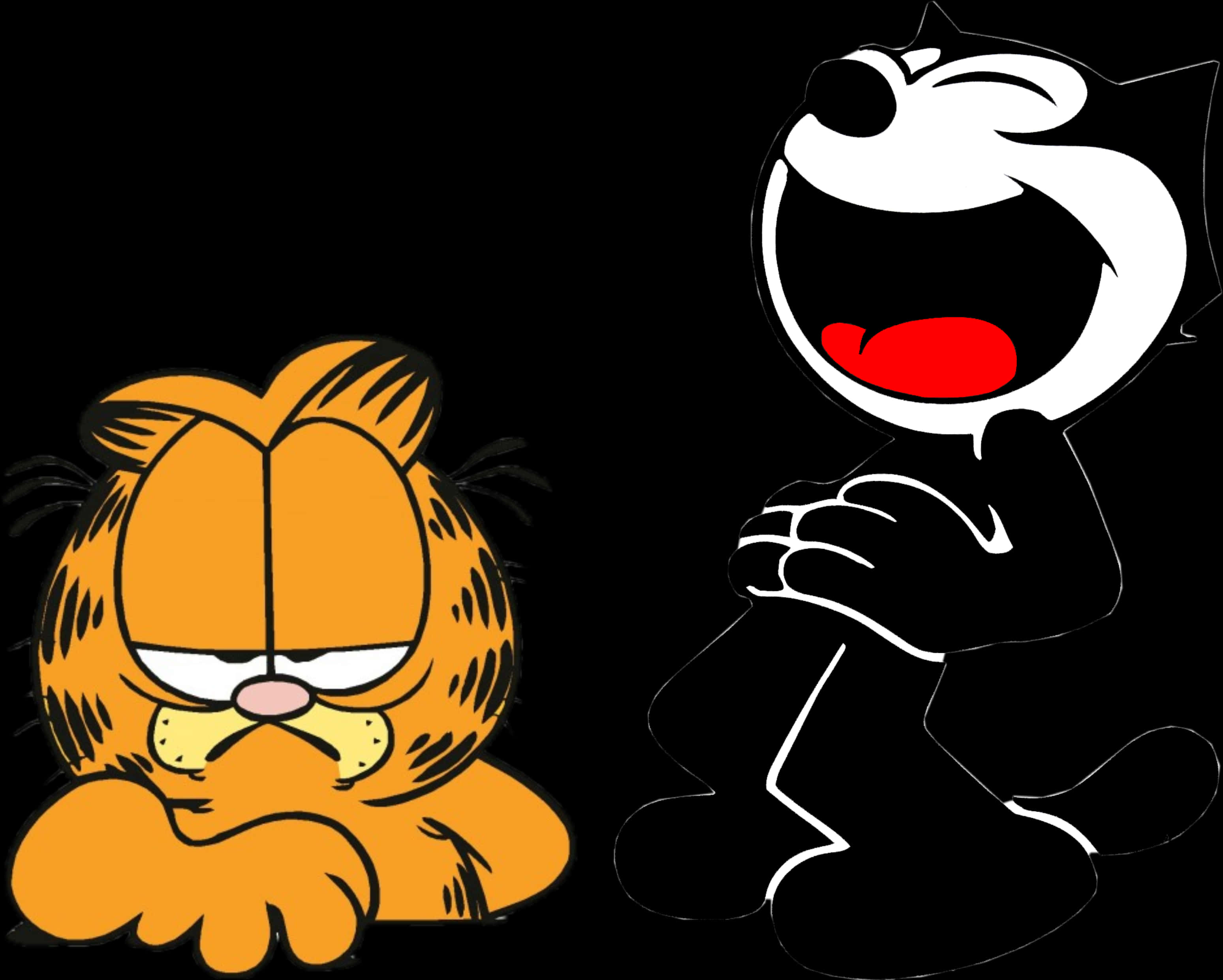 Grumpy Orange Catand Laughing Black Cat