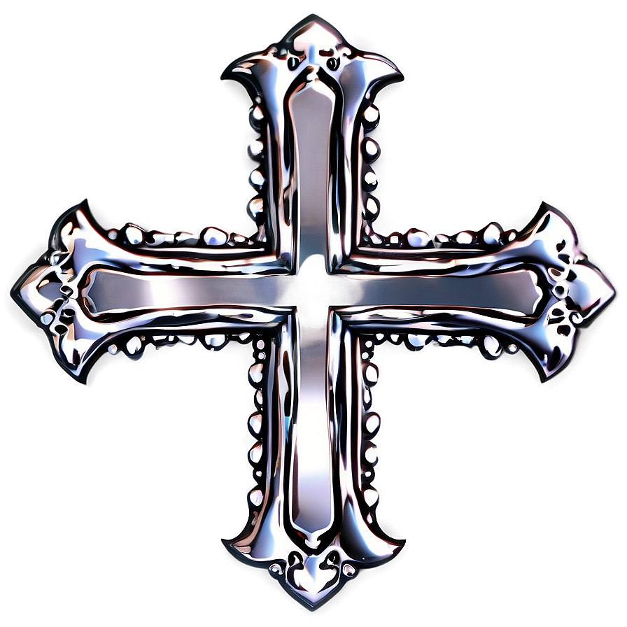 Grunge Chrome Heart Cross Design Png 06132024