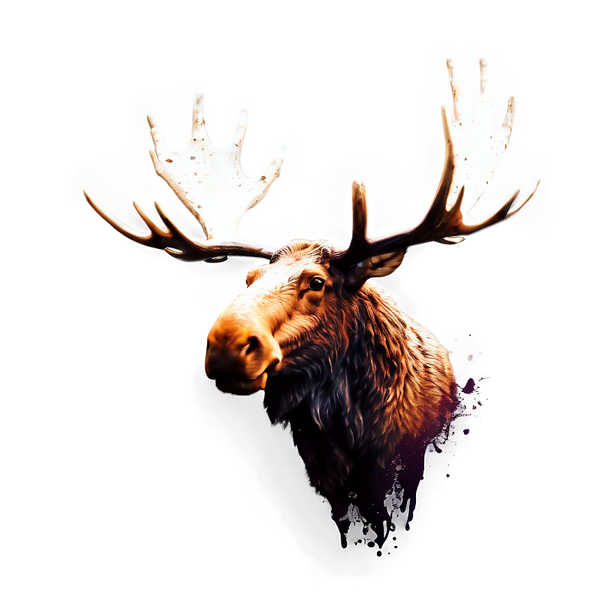 Grunge Style Moose Head Art Png 55