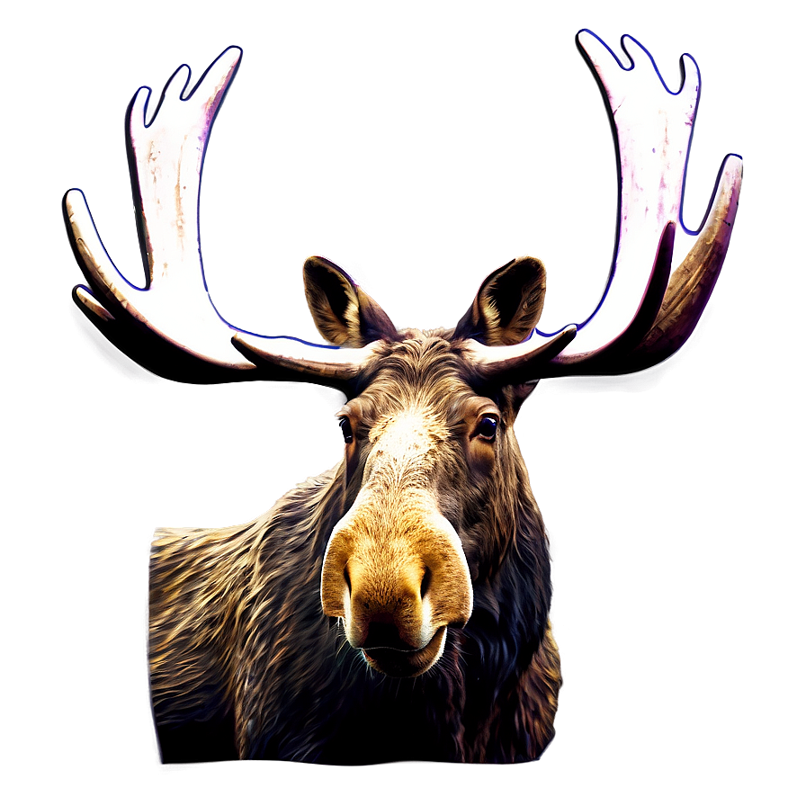 Grunge Style Moose Head Art Png Yjk