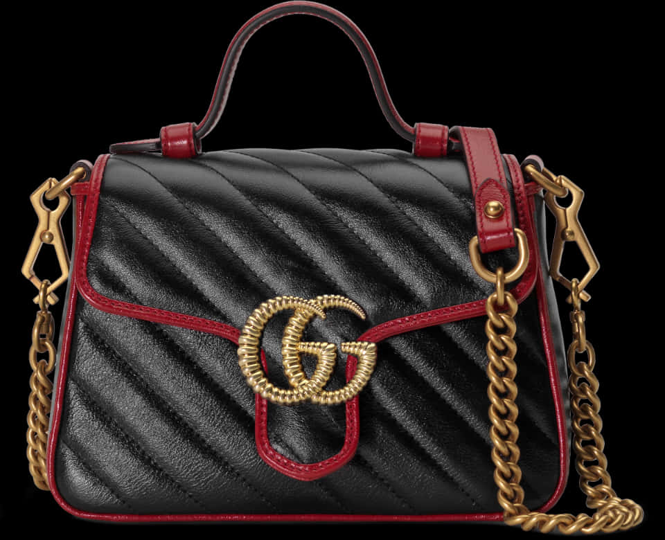 Gucci Black Quilted Leather Bagwith G G Logo