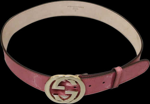 Gucci Pink Leather Beltwith G G Buckle