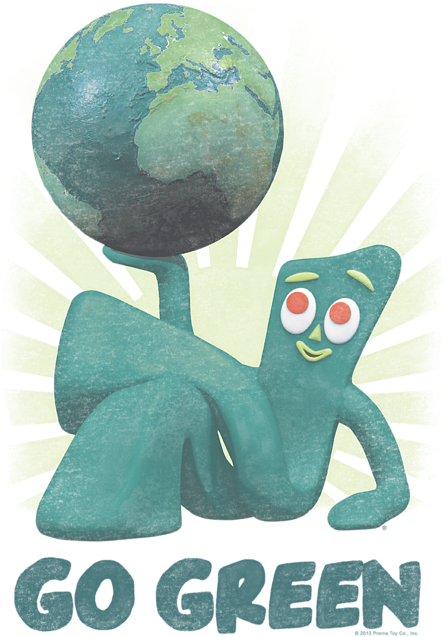 Gumby Holding Globe Go Green