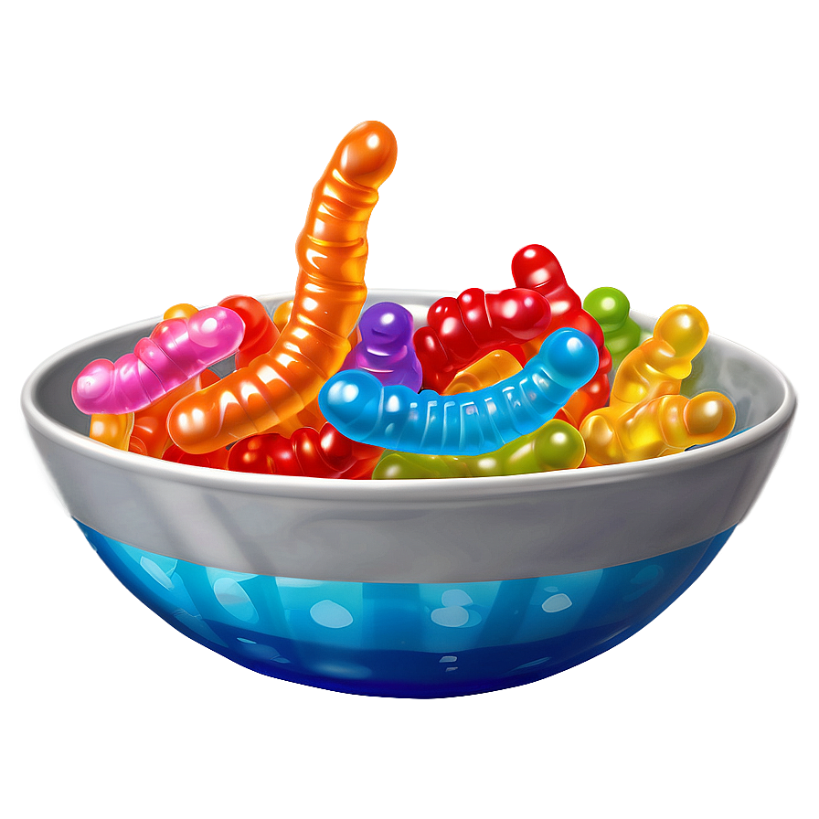 Gummy Worms In A Candy Bowl Png 51