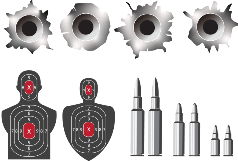 Gunshot Damageand Ballistics Vector Illustration