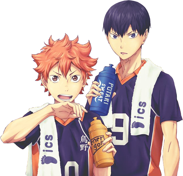 Haikyuu Characters Hinataand Kageyama With Water Bottles