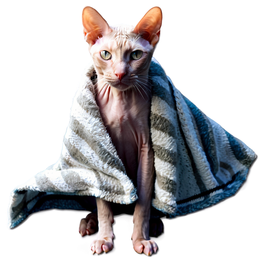 Hairless Cat With Blanket Png Pqo