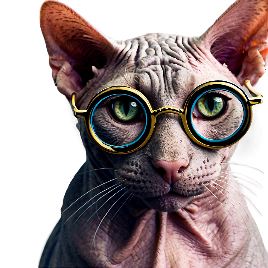 Hairless Cat With Glasses Png Bis