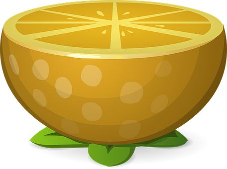 Half Cut Lemon Cartoon Illustration