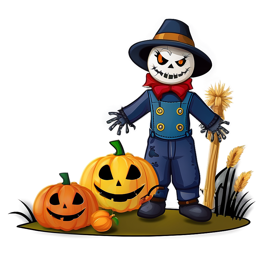 Halloween Cartoon Scarecrow Scene Png 57