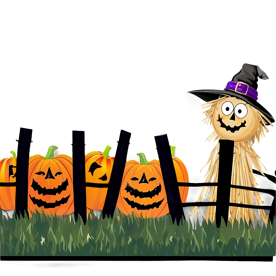 Halloween Cartoon Scarecrow Scene Png Axs8