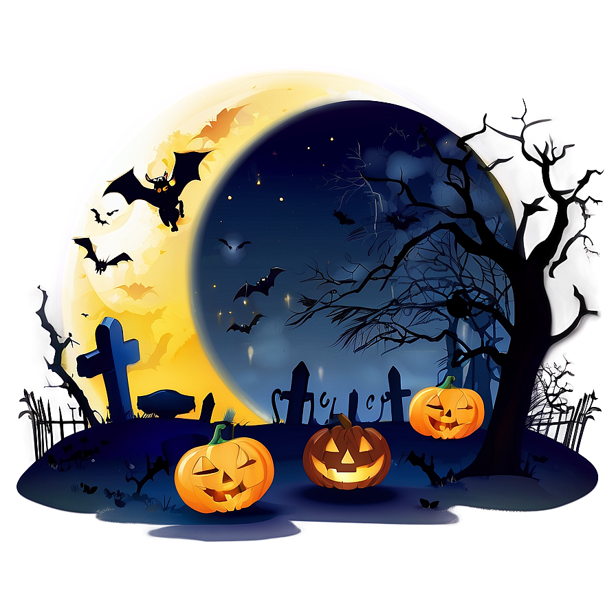 Halloween Night Cartoon Scene Png 06252024