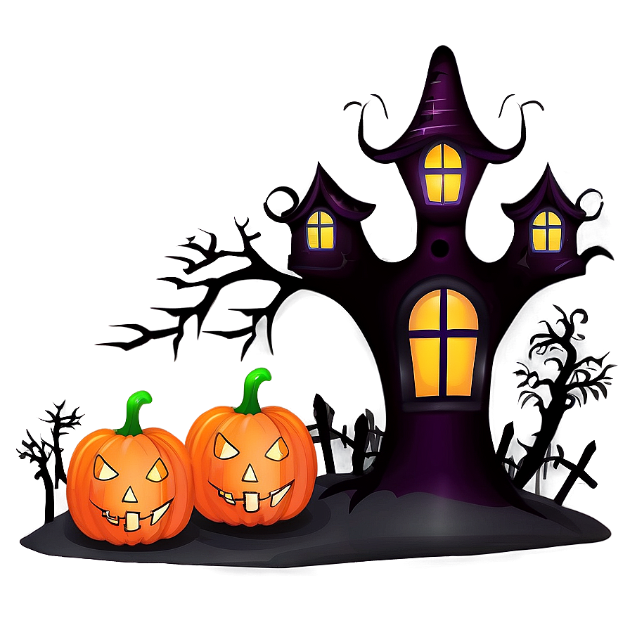 Halloween Night Cartoon Scene Png Gnu