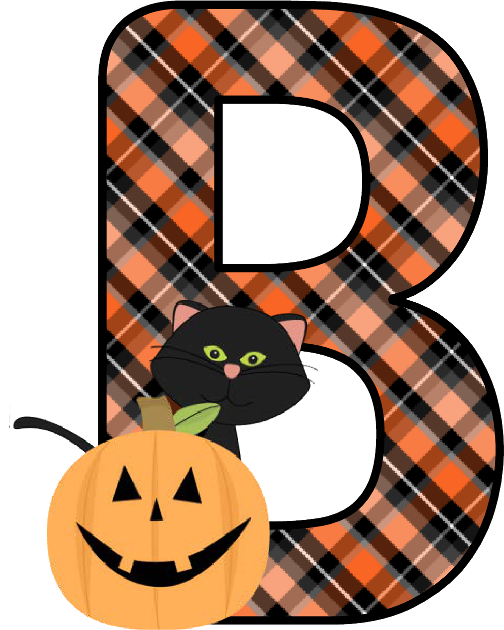 Halloween Theme Letter Bwith Catand Pumpkin